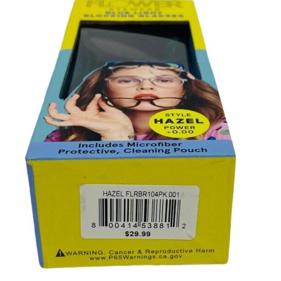 Flower Eyewear Blue Light Blocking Glasses Style Hazel +0.00 Pouch Protective - Picture 2 of 9